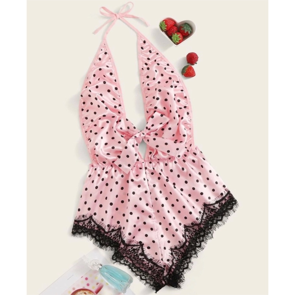 💕BRAND NEW💕SATIN POLKA DOT LINGERIE ROMPER💕